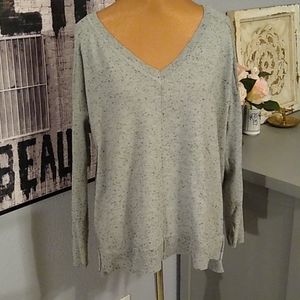 Poof apparel gray speckled sweater
